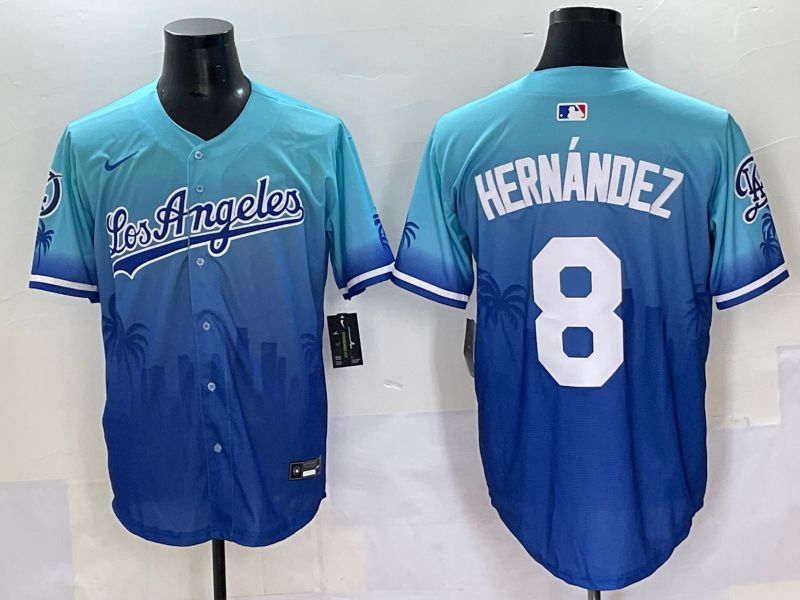 Men 2025 Los Angeles Dodgers #8 Hernandez Blue Nike MLB Jersey Daoqite style 1->los angeles dodgers->MLB Jersey